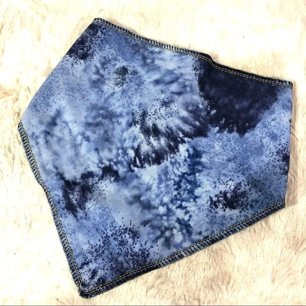 Pet bandana scarf dog tie & snap NEW blue tie dye